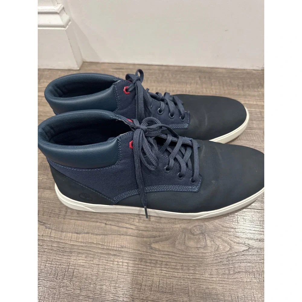 Timberland Davis Square Chukka Navy Nubuck Canvas Boots A1WJX Mens 13